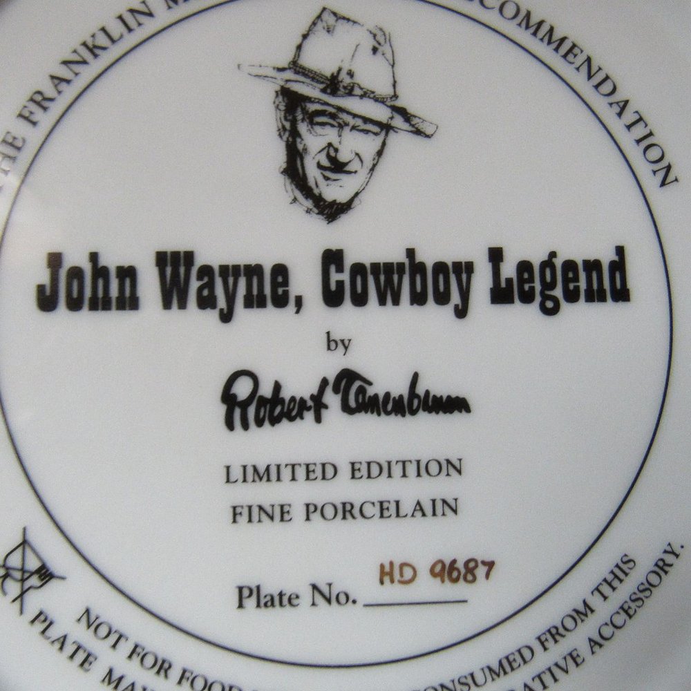 Franklin Mint Heirloom John Wayne Cowboy Legend Plate
